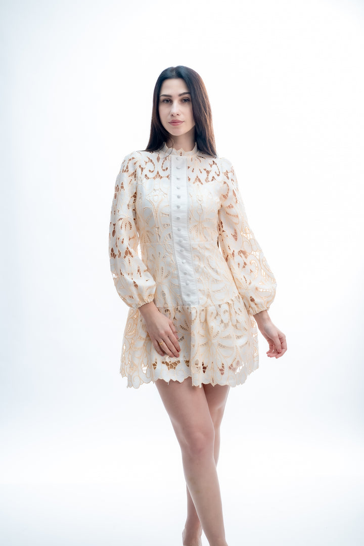 Cream Lace Short Dress