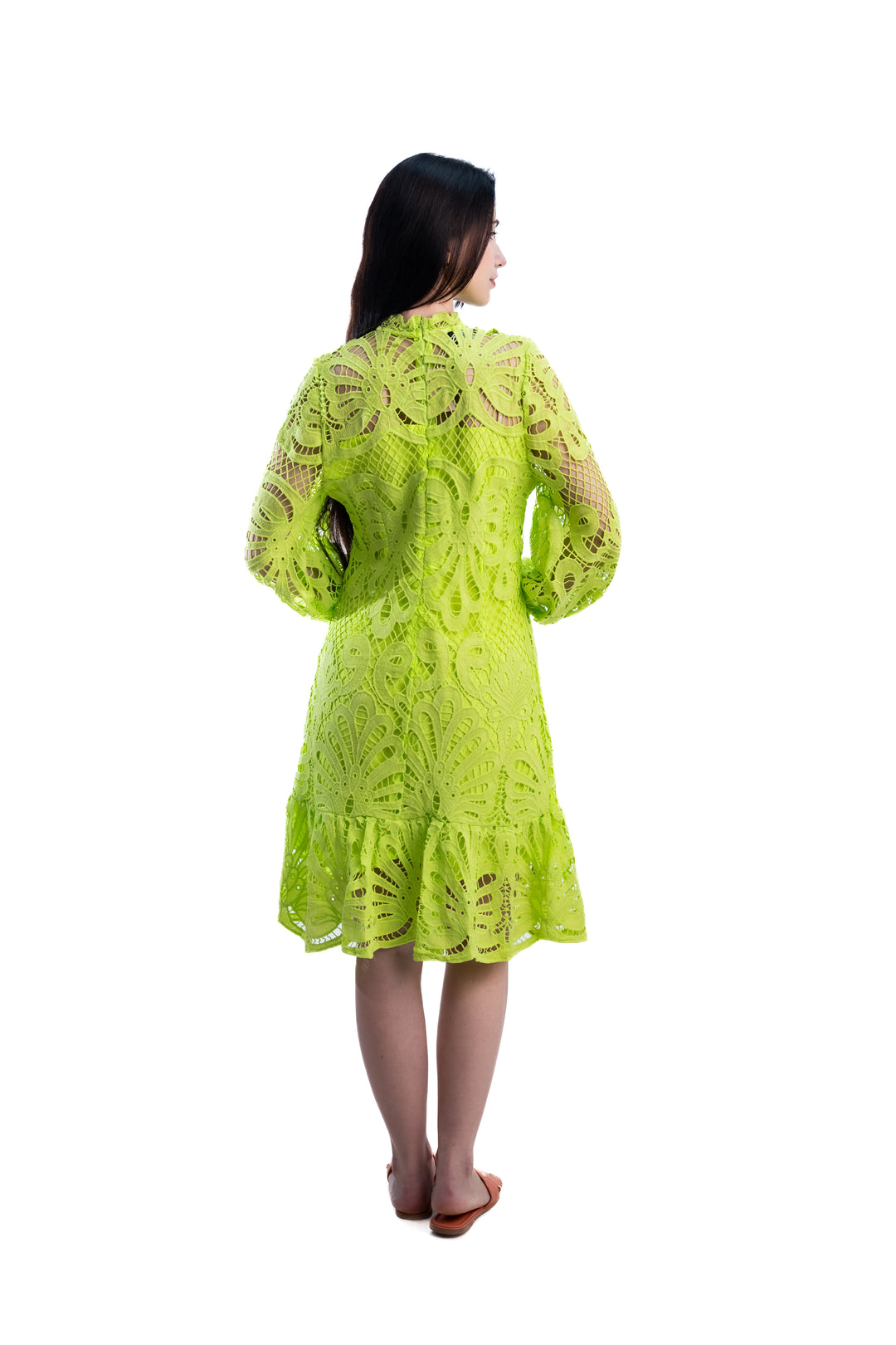 Neon Green Short Lace  Dress