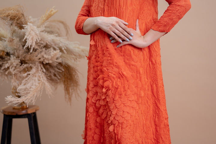 Flower Midi dress - Orange